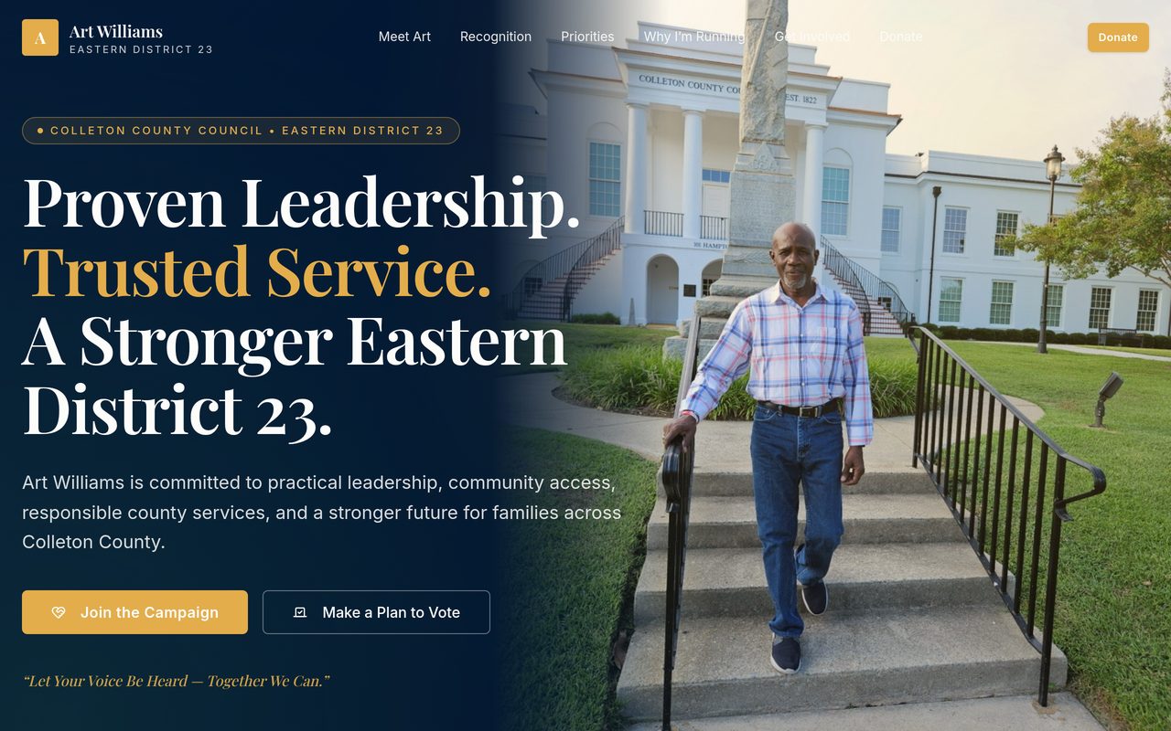 Art for Colleton — live site preview