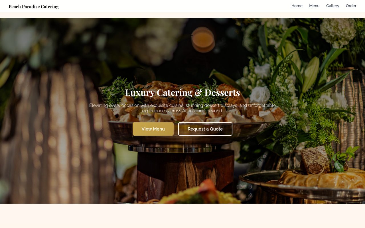 Peach Paradise Catering — live site preview