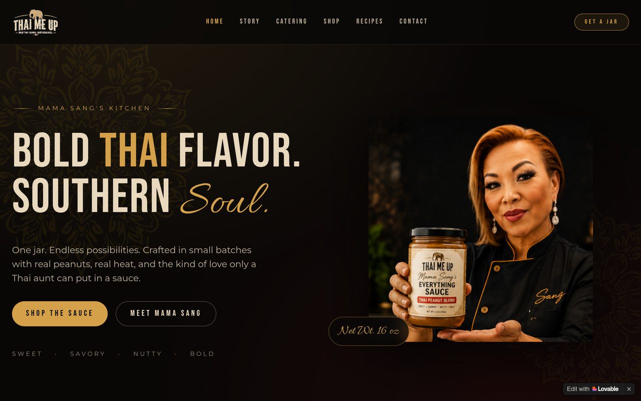 Thai Me Up Sauces — live site preview