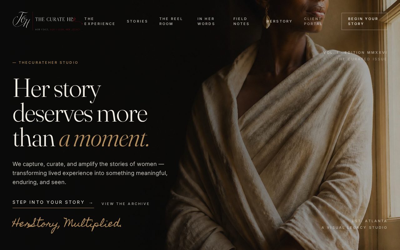 The CurateHer — live site preview